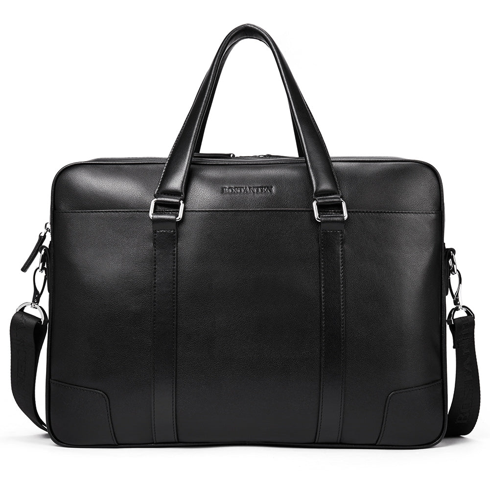 BOSTANTEN Leather Laptop Briefcase Best Work Bags Computer Bag for Men Black - BOSTANTEN