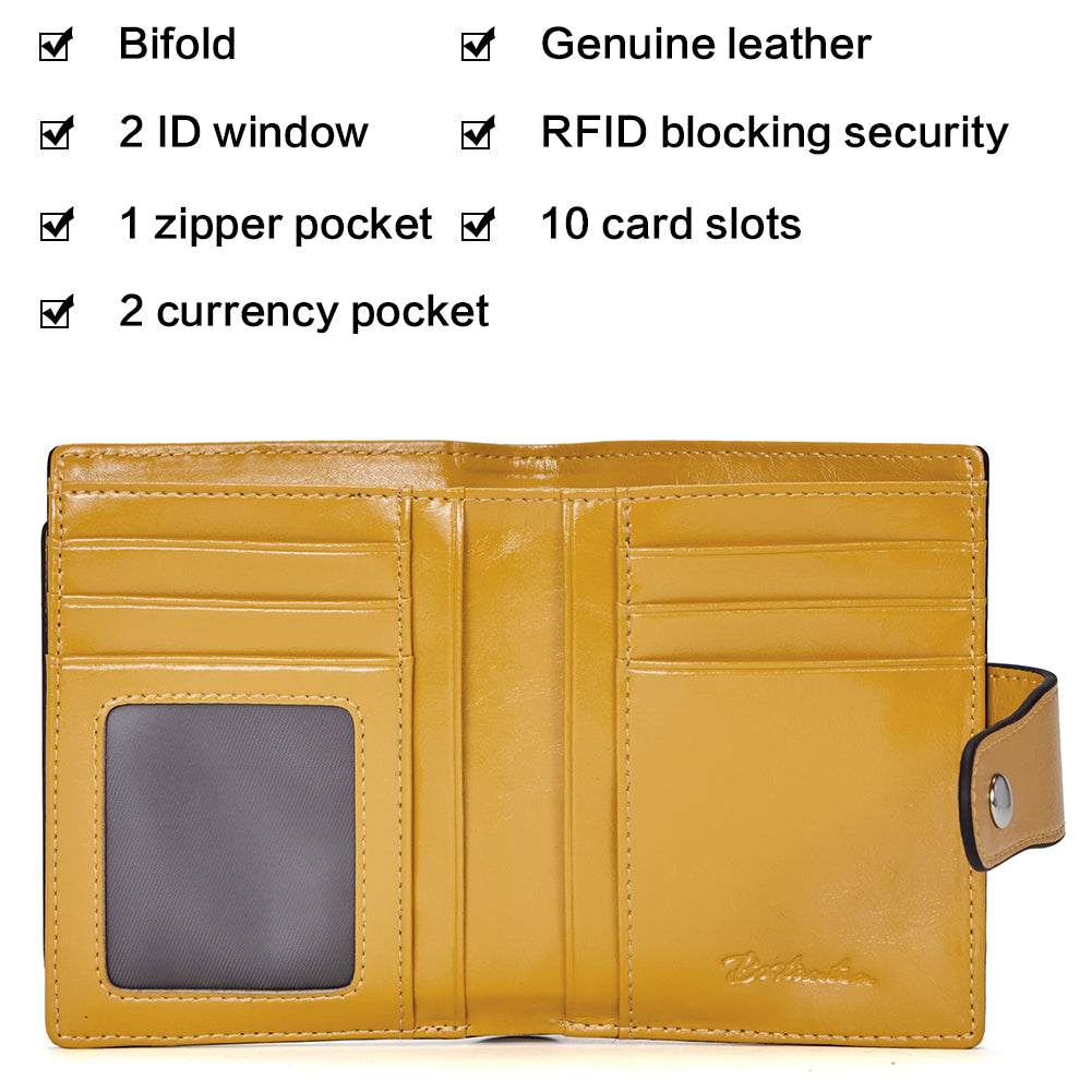 BOSTANTEN Women Leather Wallet RFID Blocking Small Bifold Zipper