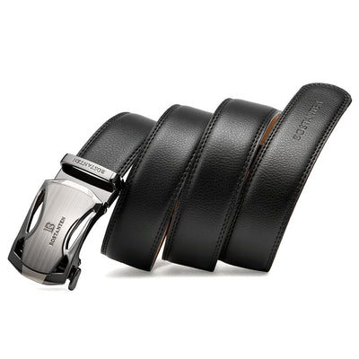 BOSTANTEN Mens Leather Ratchet Dress Belt Suit With Waist Belt Black - BOSTANTEN