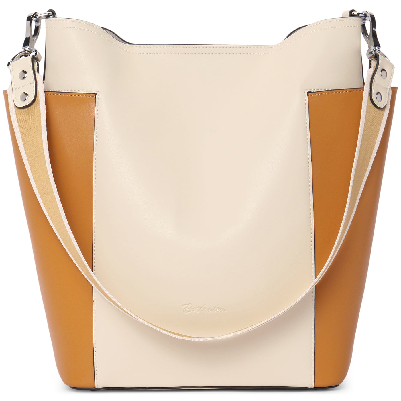 Lotty Functional and Fashionable Buttery Soft Leather Hobo Bag - Beige with Yellow