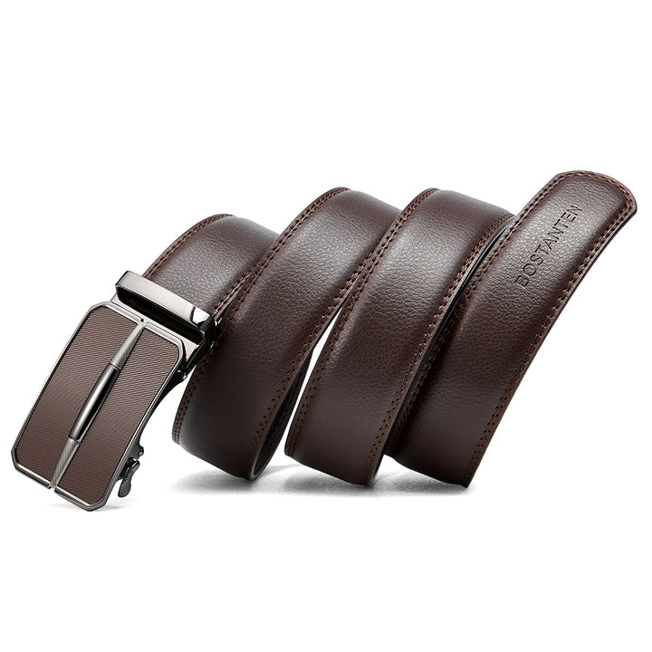 BOSTANTEN Mens Belt Leather Ratchet Dress Belt with Sliding Adjustable Buckle, Trim to Fit - BOSTANTEN