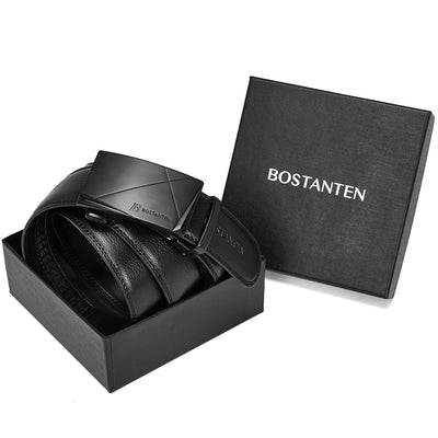 Bostanten Mens Black Leather Belt Without Holes Suit With Waist Belt - BOSTANTEN
