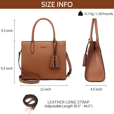 BOSTANTEN Satchel Handbags for Women Designer Leather Tote Purses Ladies Top Handle Crossbody Bags with Tassel - BOSTANTEN
