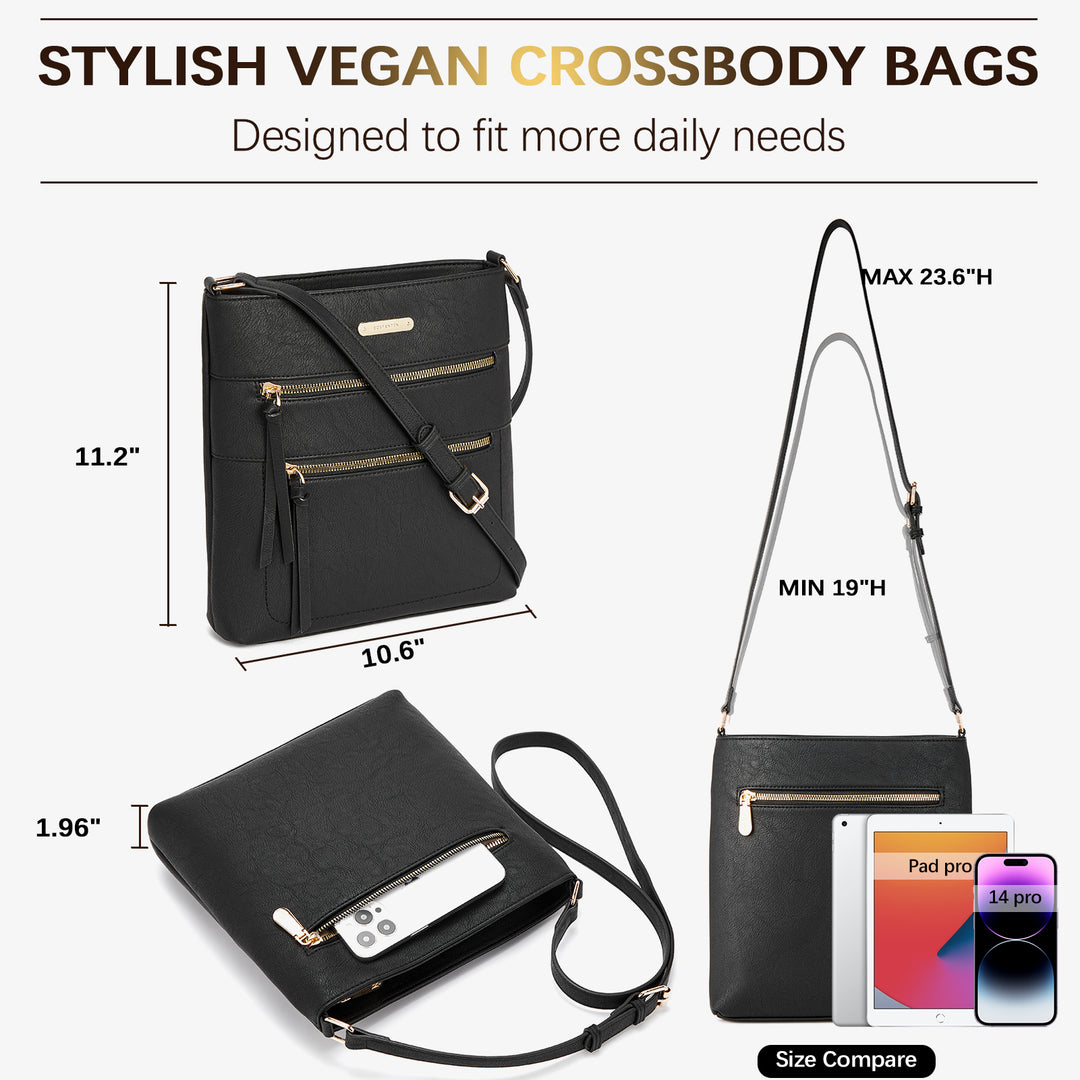 Lotty Chic and Versatile Vegan Leather Casual Satchel Bag - Crossbody Shoulder Bag Purse