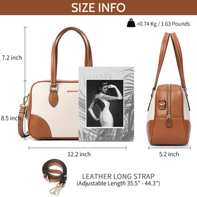 BOSTANTEN Women Handbags Designer Genuine Leather Tote Bags Ladies Top Handle Satchel Purses Wok Shoulder Bags - BOSTANTEN