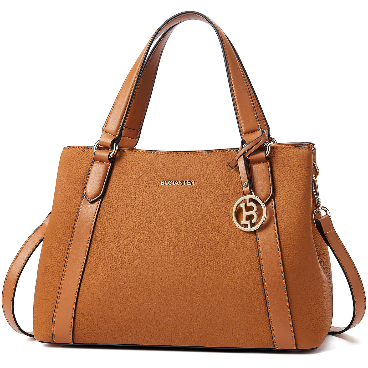 BOSTANTEN Leather Handbags for Women Designer Satchel Purses Top Handle Shoulder Crossbody Bag with Triple Compartment