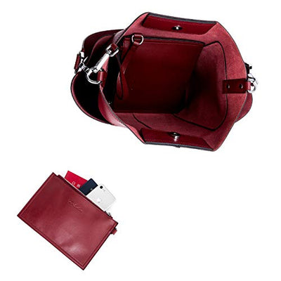 BOSTANTEN Genuine Leather Bucket Handbag Designer Hobo Shoulder Bags Tote Purses and Handbags Set with Clutch Purses - BOSTANTEN