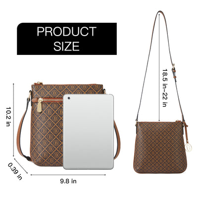 BOSTANTEN Crossbody Bags for Women Leather Zipper Pocket Crossbody Shoulder Purses Medium Size