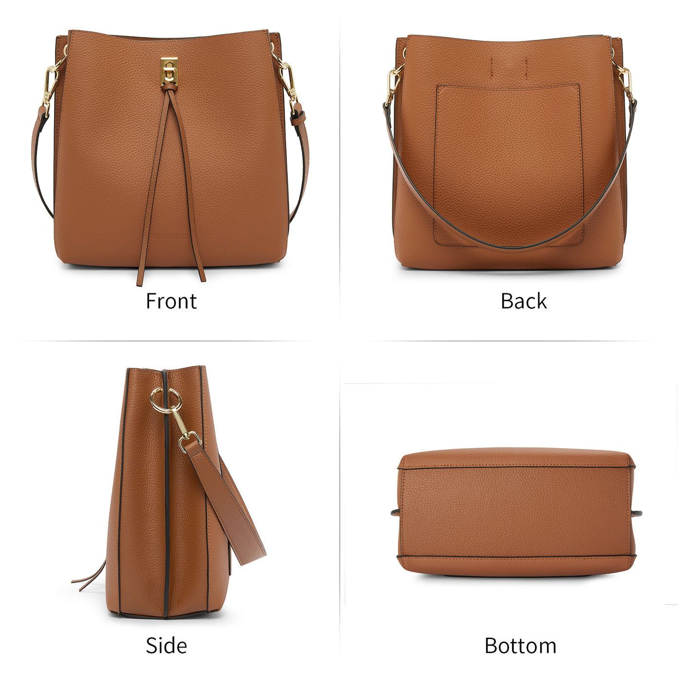 BOSTANTEN Women Handbags Genuine Leather Designer Tote Purses Lady Crossbody Bucket Shoulder Bags for Work Daily - BOSTANTEN