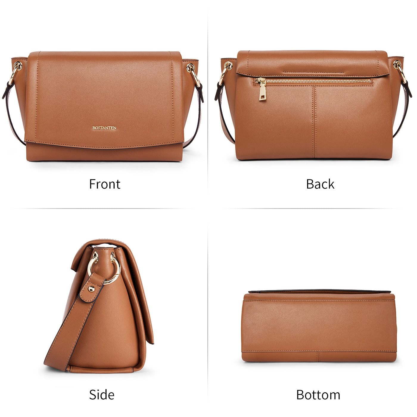 BOSTANTEN Womens Leather Crossbody Bags Designer Handbag Medium Trendy Shoulder Bag Purse - BOSTANTEN