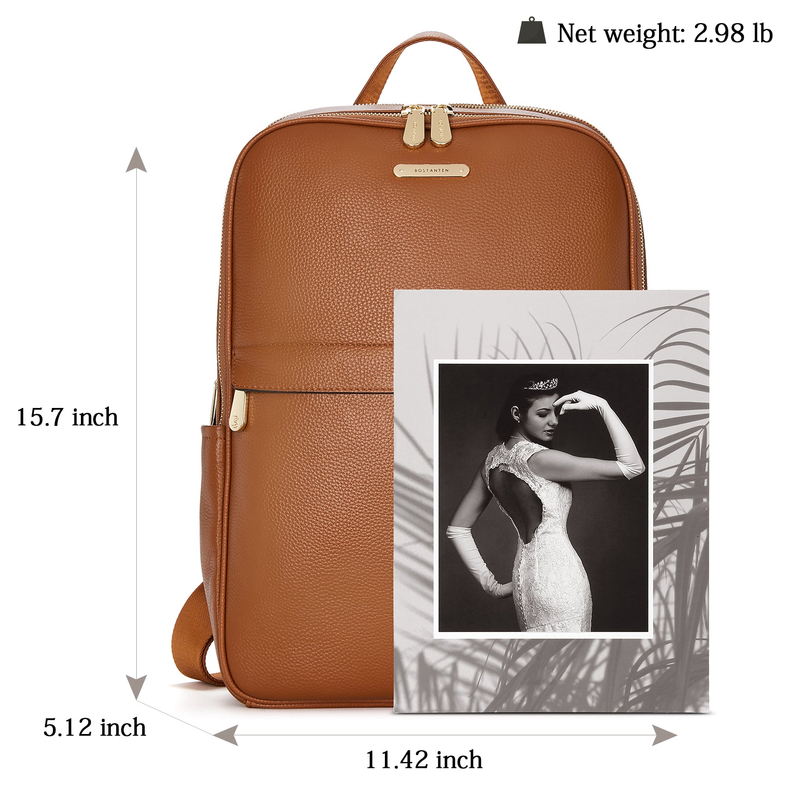 Real Leather 15.6 Inch Laptop Daypack Backpack for Women