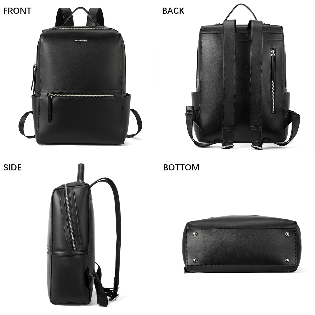 bass black leather backpack Baish backpack vintage — Bostanten – BOSTANTEN