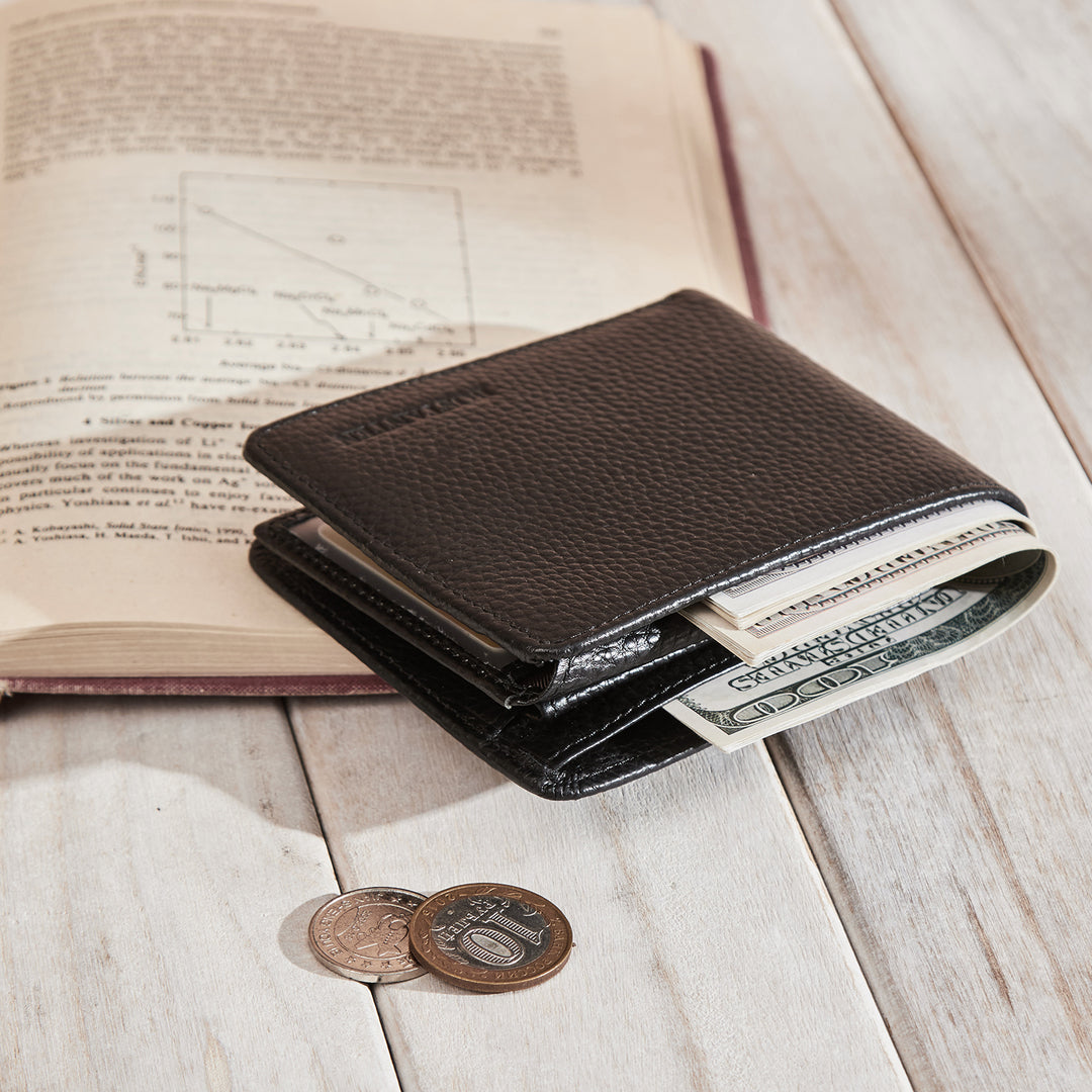 Premium Leather Wallet with 2 ID Window and Coin Slot for Men