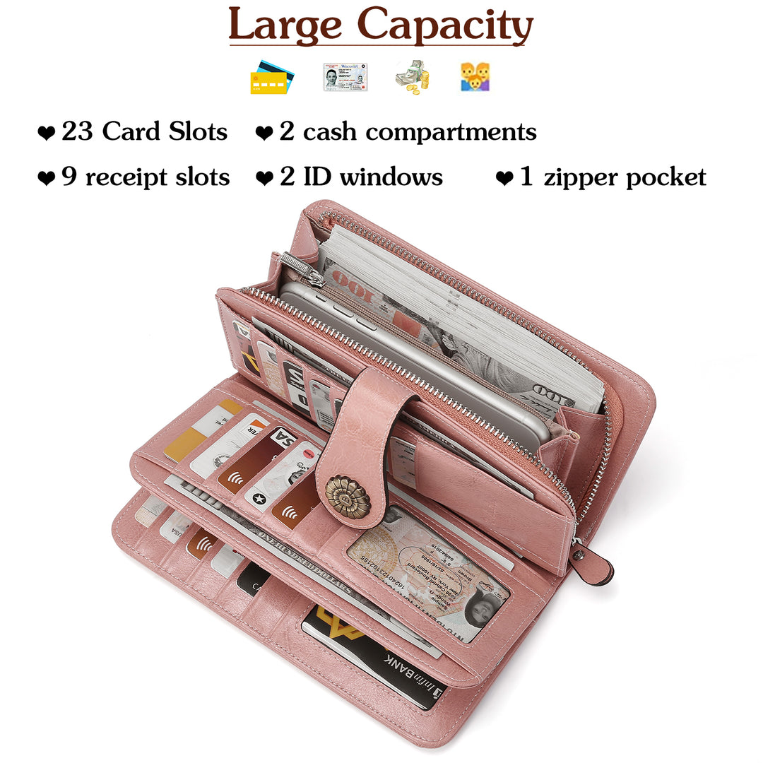 Lomy Big Clutch Wallet For Women With Wristlet — Bostanten – BOSTANTEN