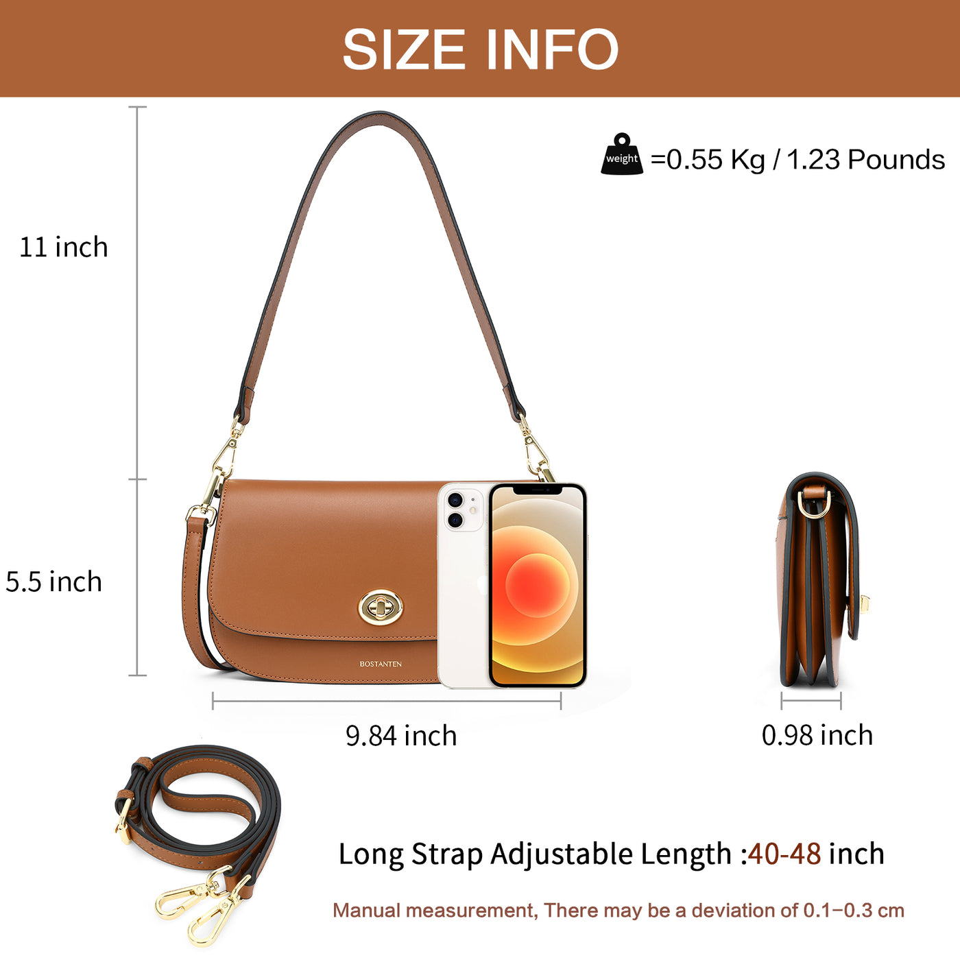 BOSTANTEN Small Crossbody Bag for Women Leather Top-handle Handbag Designer Shouldr Purse - BOSTANTEN