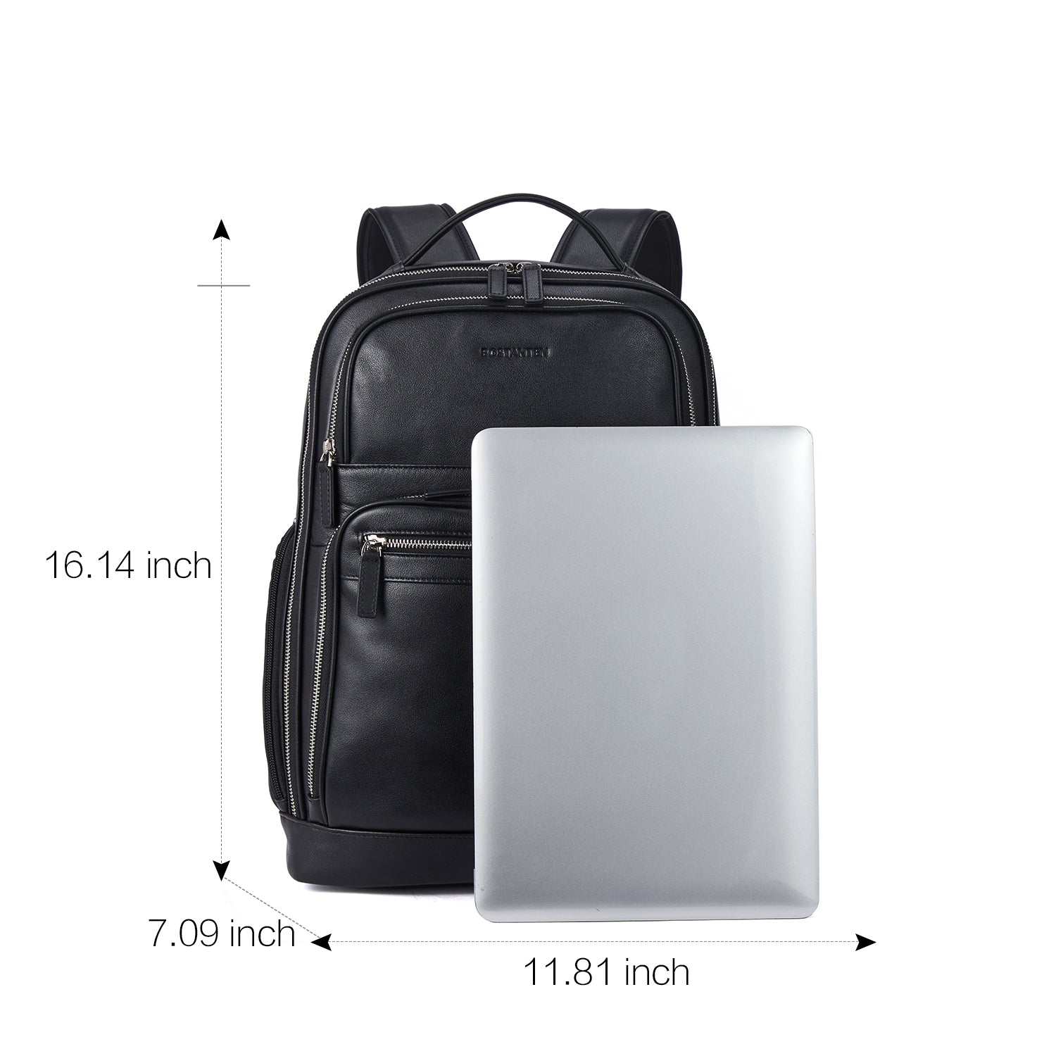 Premium Black Leather 15.6inch Laptop Backpack for Men