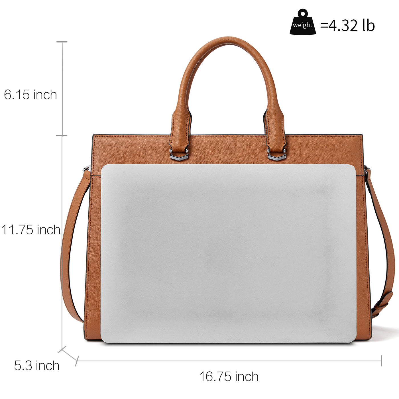 Mizuki Modern-Style Leather Briefcase — 15.6 Inch
