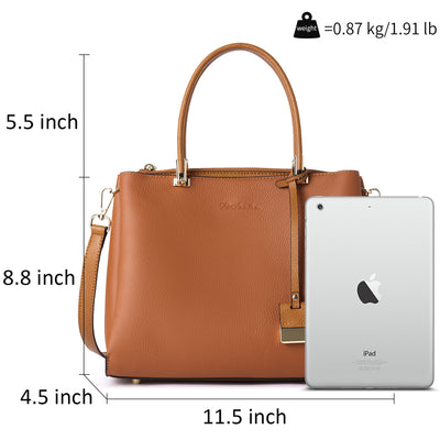 BOSTANTEN Handbags for Women Genuine Leather Designer Satchel Purses Top Handle Shoulder Bag Triple Compartment - BOSTANTEN