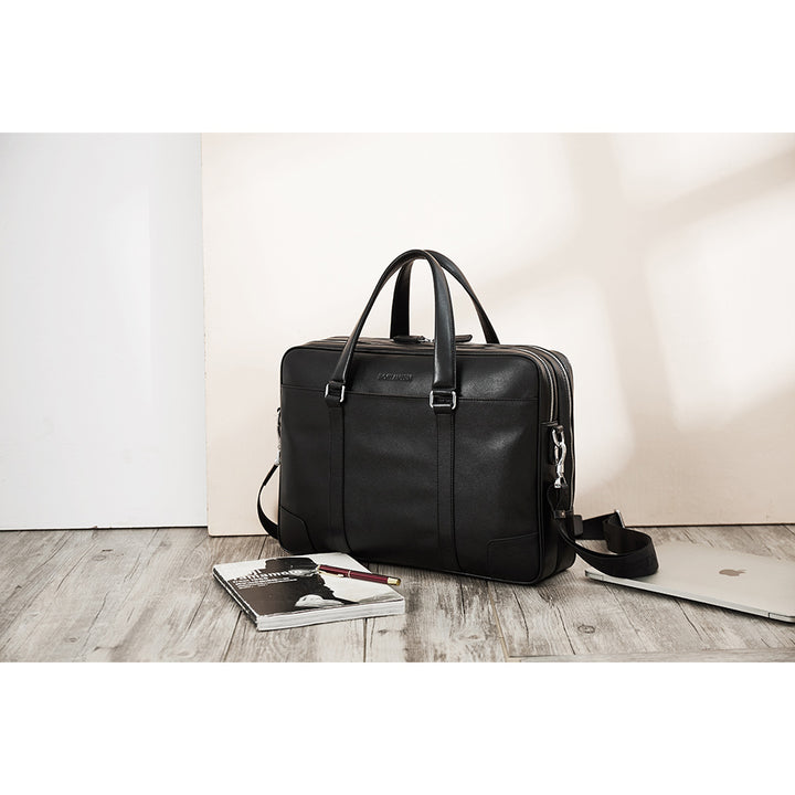 BOSTANTEN Leather Laptop Briefcase Best Work Bags Computer Bag for Men Black - BOSTANTEN