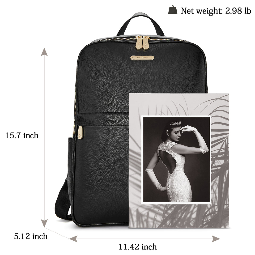 bostanten women's genuine leather backpack Real Leather 15.6 Inch Laptop Daypack Backpack for Women
