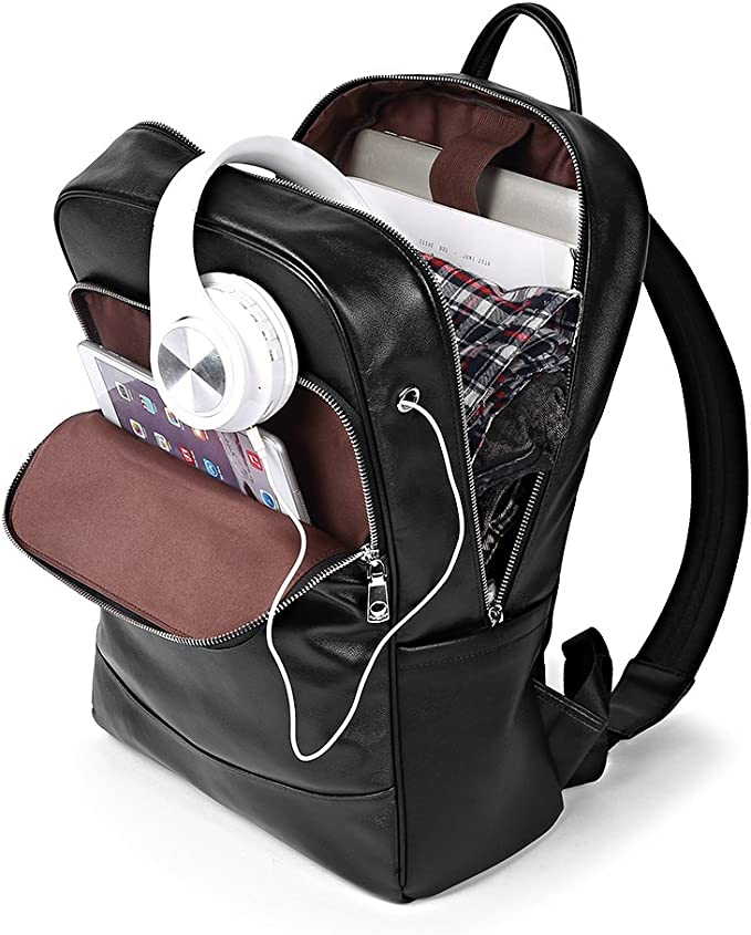 bostanten leather backpack school Multipurpose Laptop Backpack Rucksack for Outdoor Travel and Hiking