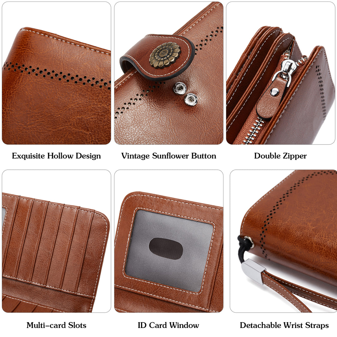 Lomy Big Clutch Wallet For Women With Wristlet — Bostanten – BOSTANTEN