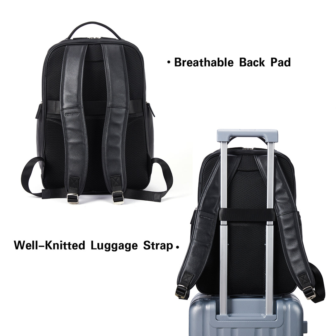 backpack detachable laptop bag Stylish and Practical 15.6 Inch Leather Laptop Backpack - Black