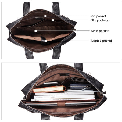BOSTANTEN Leather Briefcase Handbag Messenger Business Bags for Men - BOSTANTEN