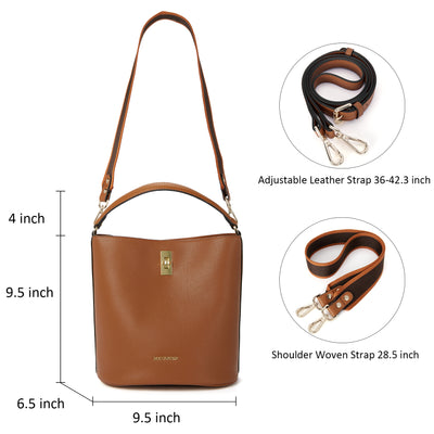 BOSTANTEN Leather Handbags for Women Designer Hobo Bucket Purses Fashion Ladies Crossbody Bags for Work Travel Daily - BOSTANTEN