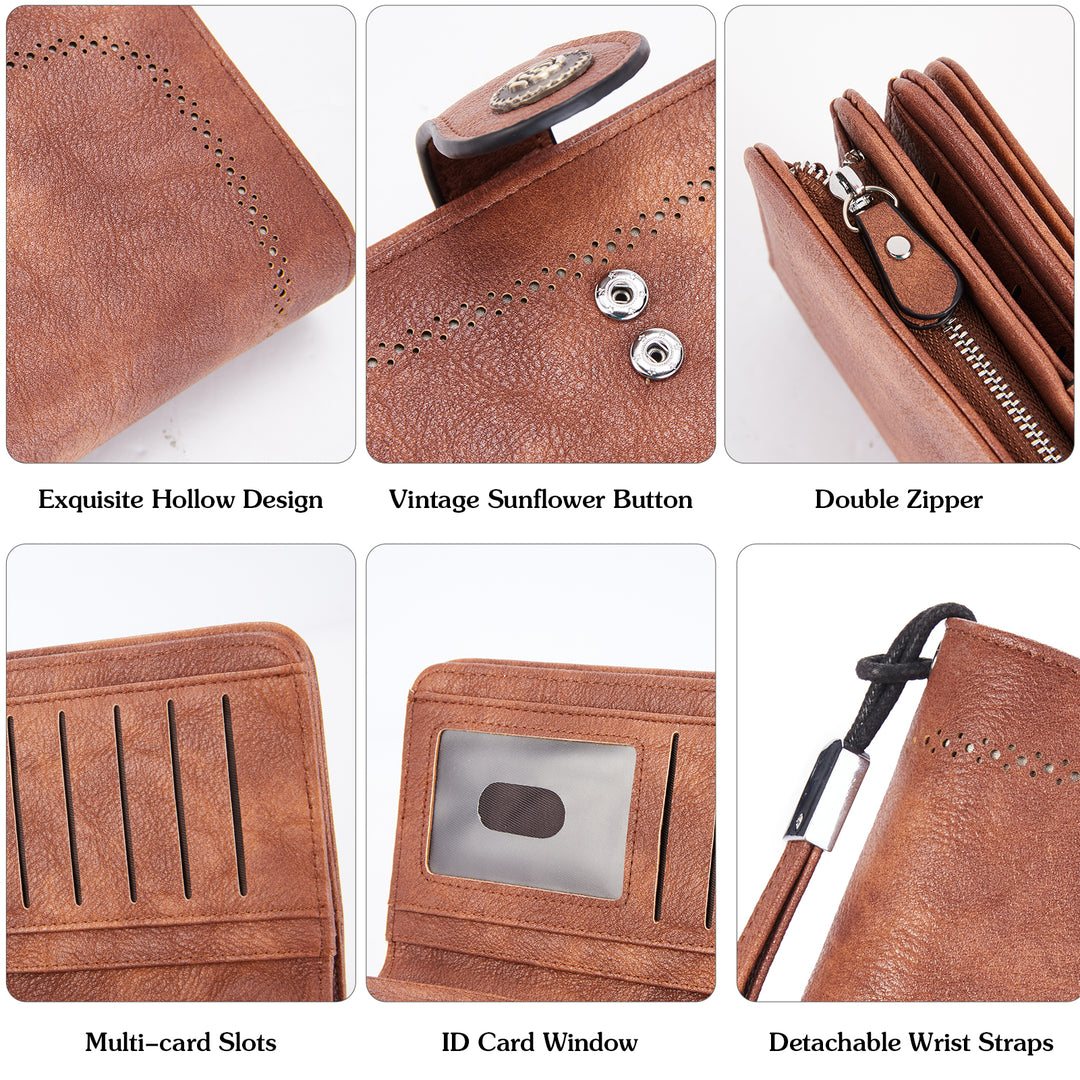 Wrangler Womens Wallet Wristlet Long Purse Designer Clutch Large Capacity Credit Card Holder Gifts for Women, Coffee Wrangler Womens Wallet Wristlet Long Purse Designer Clutch Large Capacity Credit Card Holder Gifts for Women, Coffee