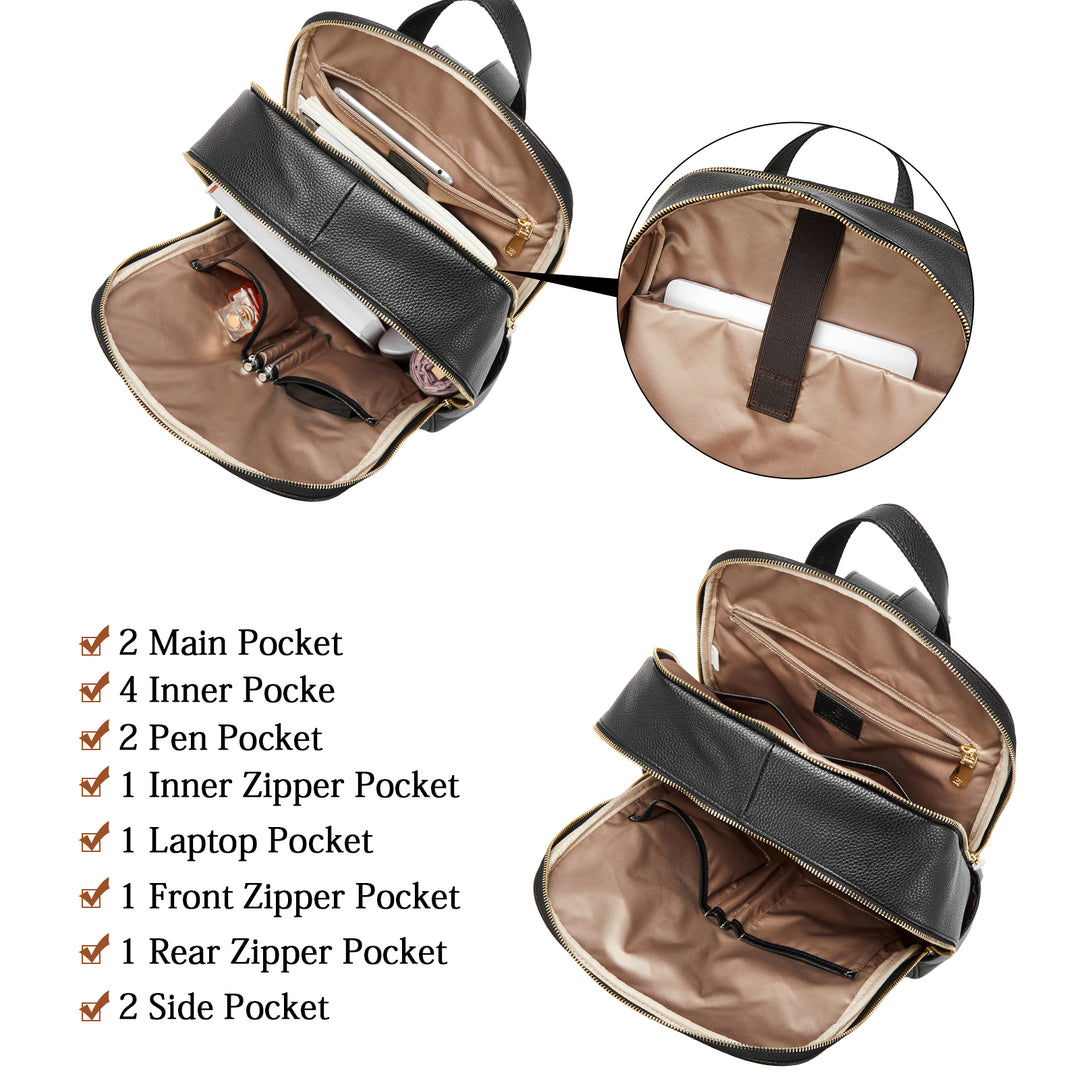 Real Leather 15.6 Inch Laptop Daypack Backpack for Women