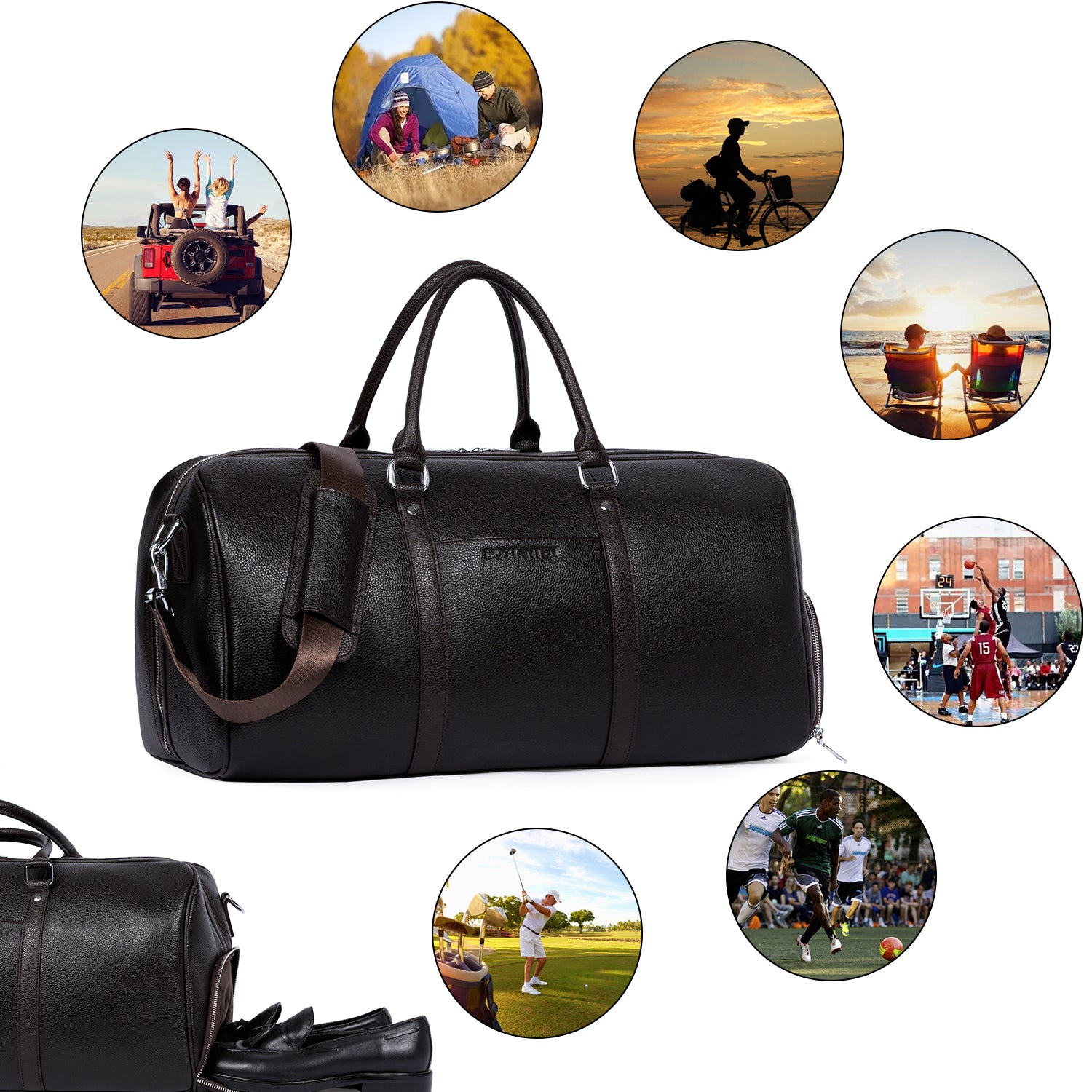 Elegant and Durable: Men's Black Leather Duffle Bag for All Adventures