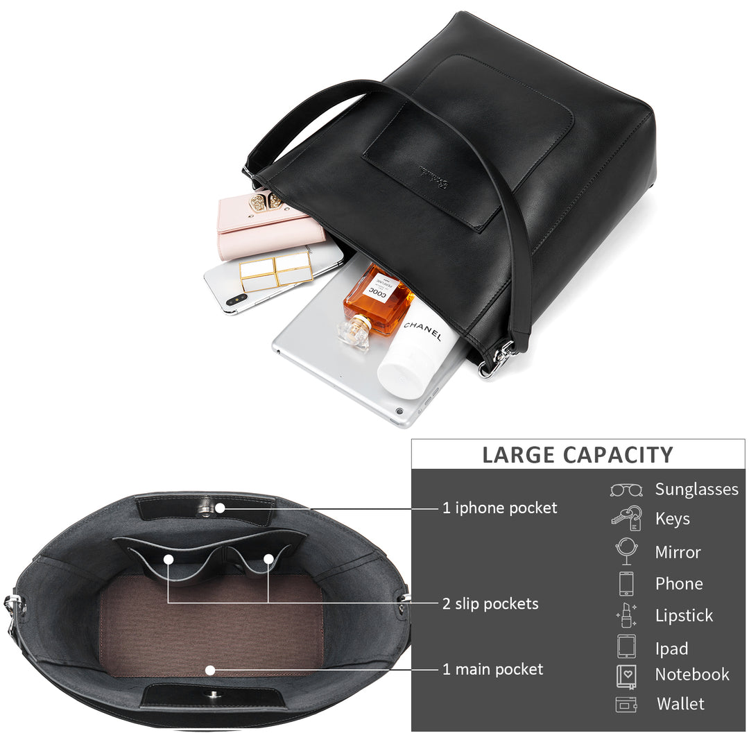 Lotty Genuine Leather Hobo Handbag - Soft & Supple with Adjustable Strap