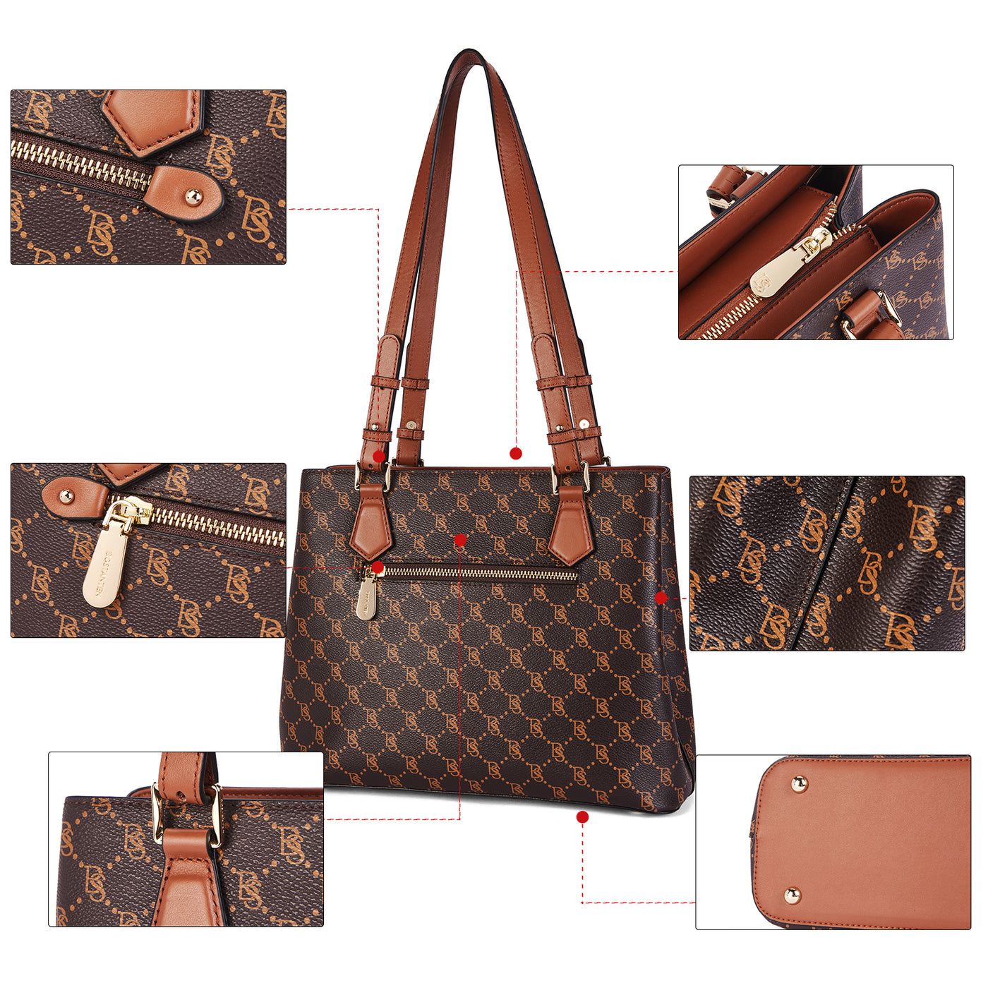 BOSTANTEN Women Handbag Genuine Leather Shoulder Bag Soft Designer Top Handle Purses - BOSTANTEN