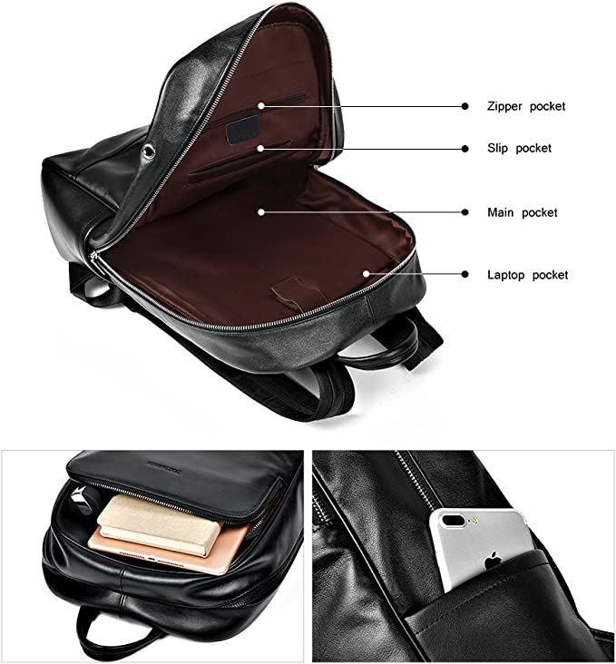 bostanten leather backpack school laptop Multipurpose Laptop Backpack Rucksack for Outdoor Travel and Hiking