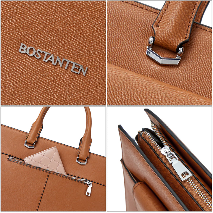 Mizuki Modern-Style Leather Briefcase — 15.6 Inch