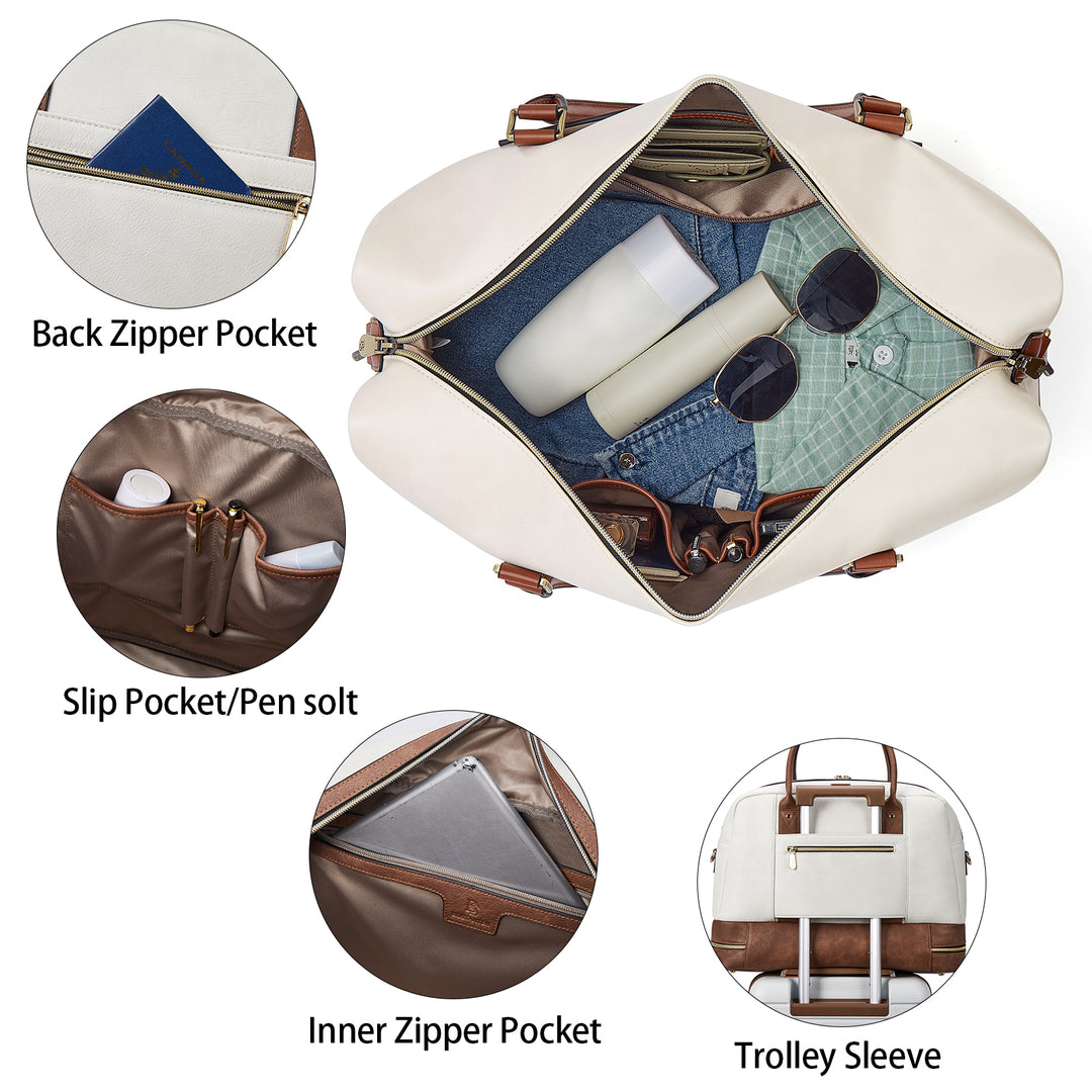 best travel duffel bag women's Zenobe Chic and Practical: Women's Leather Travel Duffle Bag for Every Trip