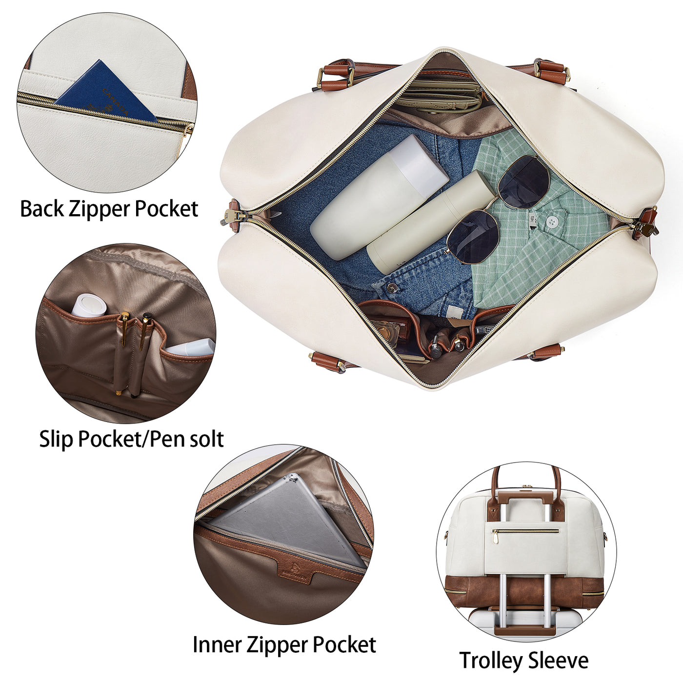 Zenobe Chic and Practical: Women's Leather Travel Duffle Bag for Every Trip