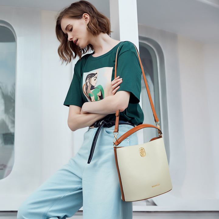 BOSTANTEN Leather Handbags for Women Designer Hobo Bucket Purses Fashion Ladies Crossbody Bags for Work Travel Daily