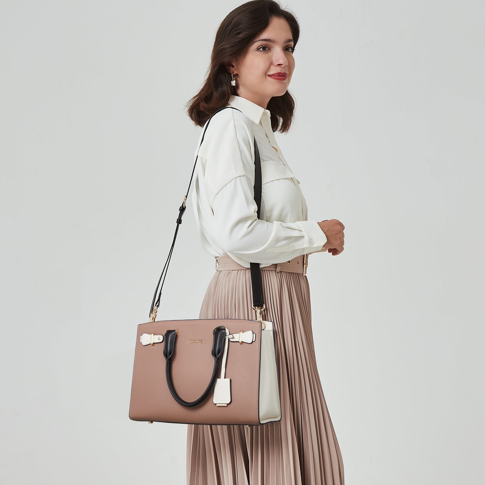 Elegance Look Leather Cross Body Bag Leather Shoulder Purse w Zipper Pocket  Different Colors 1410 (C)