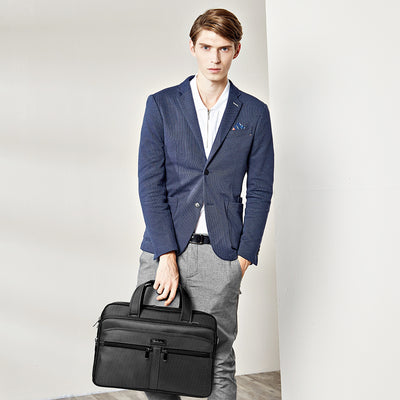 BOSTANTEN Laptop Bags 17 inch Briefcase for Men Nylon Water-resistant Large Business Travel Bag Black - BOSTANTEN