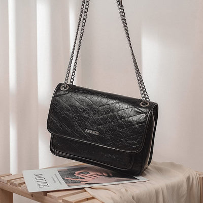 BOSTANTEN Women's Leather Handbag Designer Chevron Quilted Crossbody Bag Fashion Chain Strap Shoulder Purses