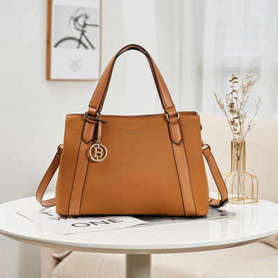 BOSTANTEN Leather Handbags for Women Designer Satchel Purses Top Handle Shoulder Crossbody Bag with Triple Compartment