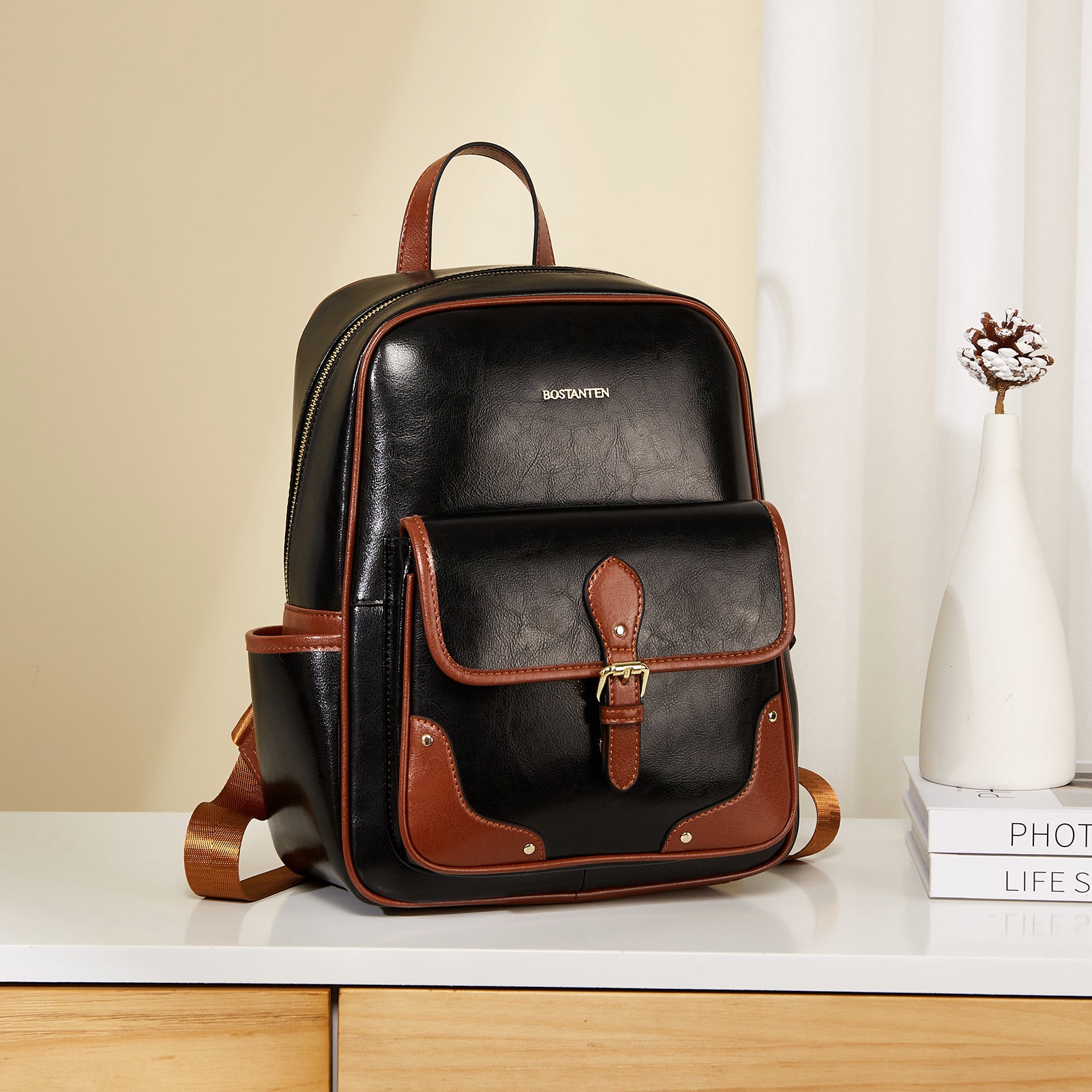 bostanten genuine leather backpack purse Nombongo College and everyday use. Vrba Leather Book Bag