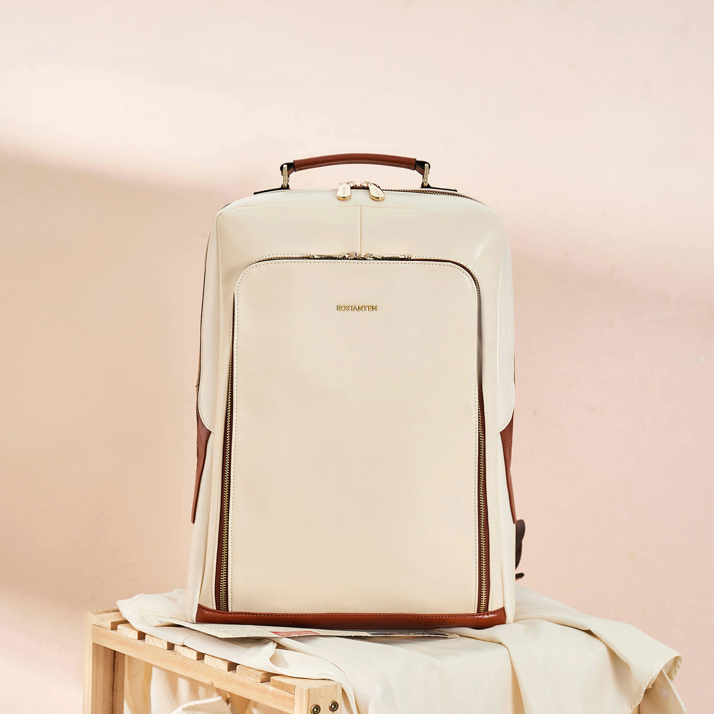 Vrba 15.6" White Leather Stylish Women's Backpack