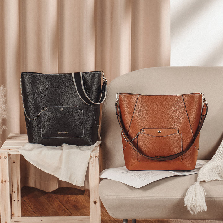 BOSTANTEN Women's Purses and Handbags Leather Designer Large Tote Purses Work Soft Crossbody Bucket Bags - BOSTANTEN
