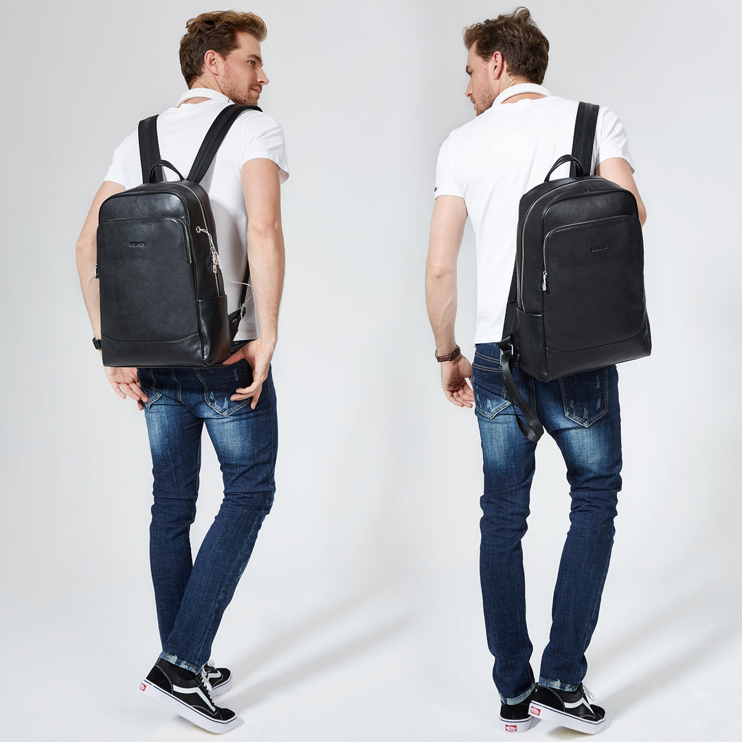 bostanten leather backpack school laptop Multipurpose Laptop Backpack Rucksack for Outdoor Travel and Hiking