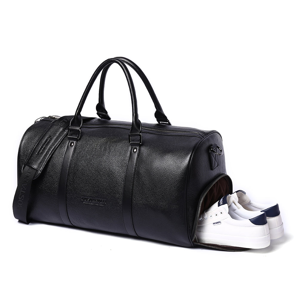 BOSTANTEN Genuine Leather Travel Weekender Overnight Duffel Bag Gym Sports Luggage Tote Duffle Bags For Men - BOSTANTEN